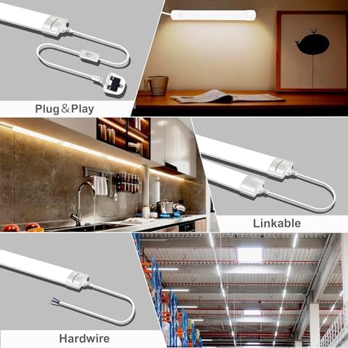 Berixdeep 2ft LED Batten Light | 18W 6500K Waterproof Linkable Shop Light