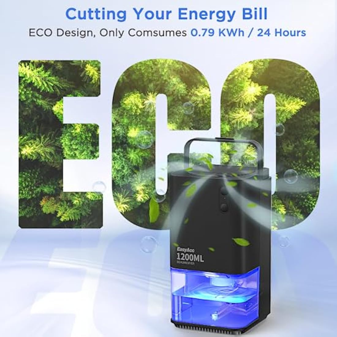 EasyAcc 1200ml Portable Mini Dehumidifier | Ultra Quiet Auto Shut-Off