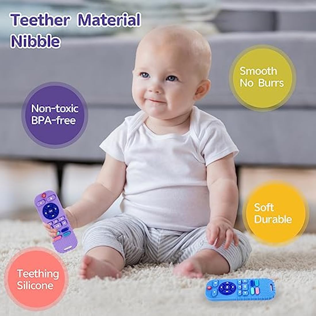 Hooku 2-Pack Silicone Remote Control Teethers | BPA-Free Baby Sensory Toys