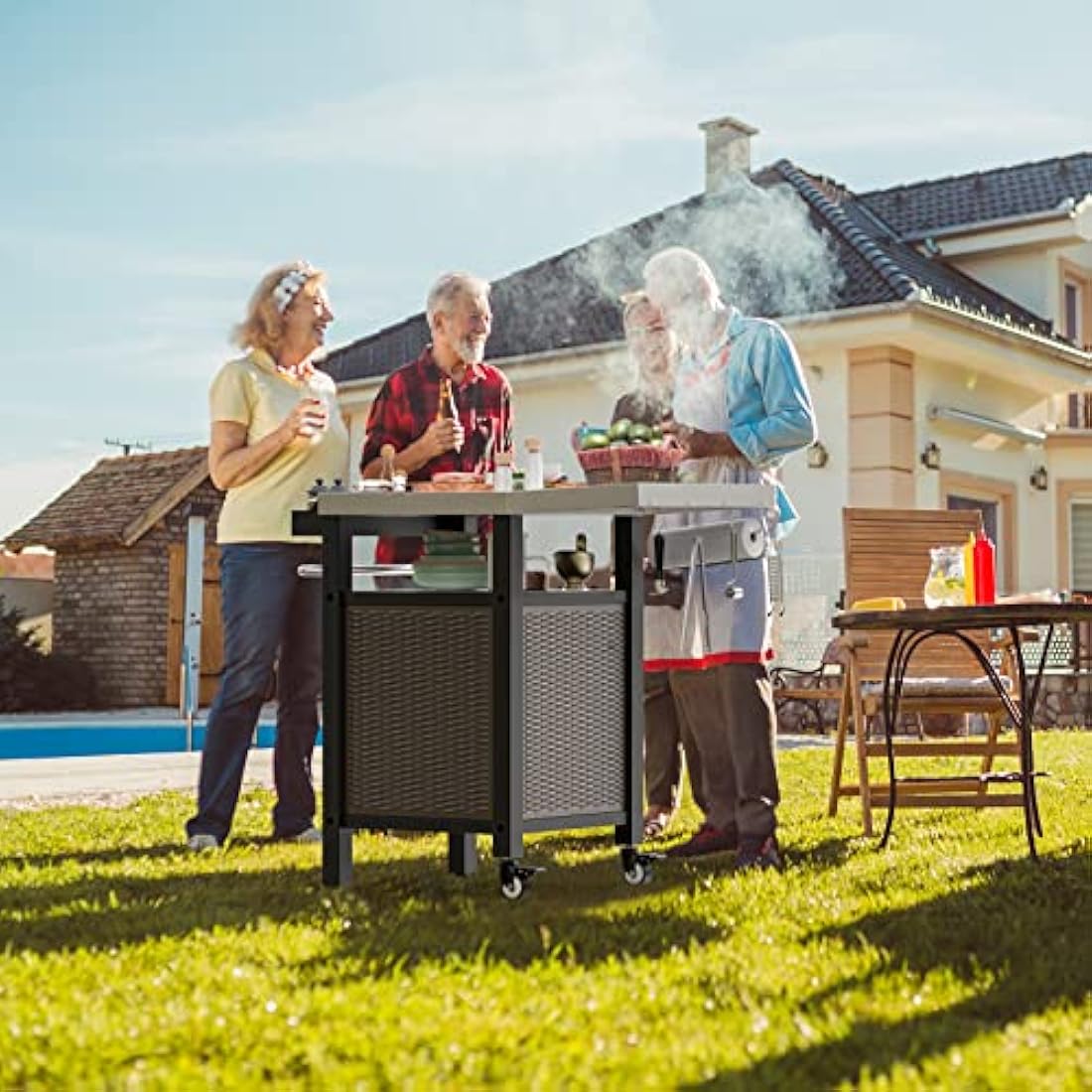 Onlyfire BBQ Storage Cart – Stainless Steel Outdoor Grilling Table