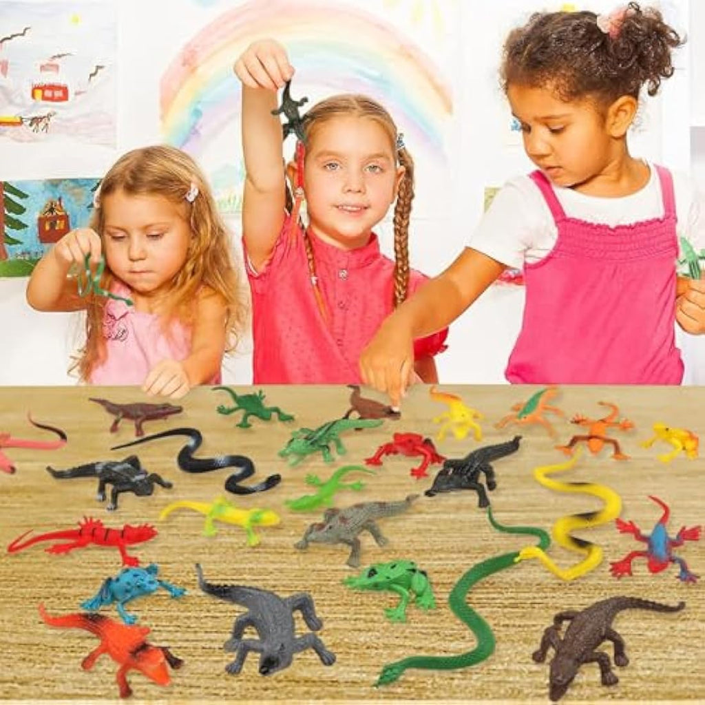 27Pcs Realistic Rubber Snake and Reptile Toy Figurines Set