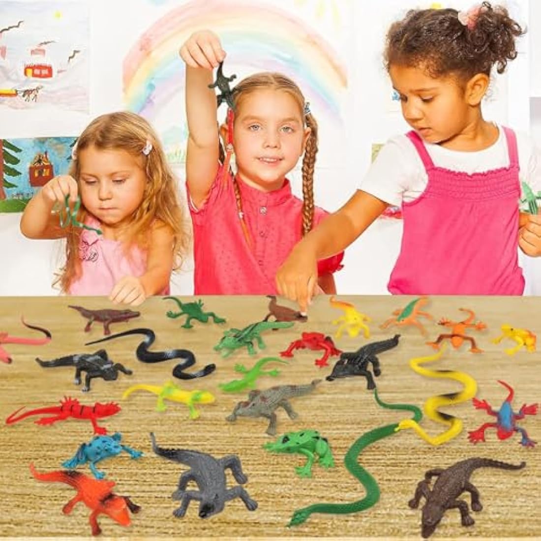 27Pcs Realistic Rubber Snake and Reptile Toy Figurines Set