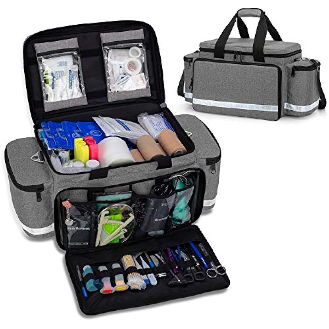 Trunab Large Emergency Trauma Bag | Professional EMT Medical Bag, Grey