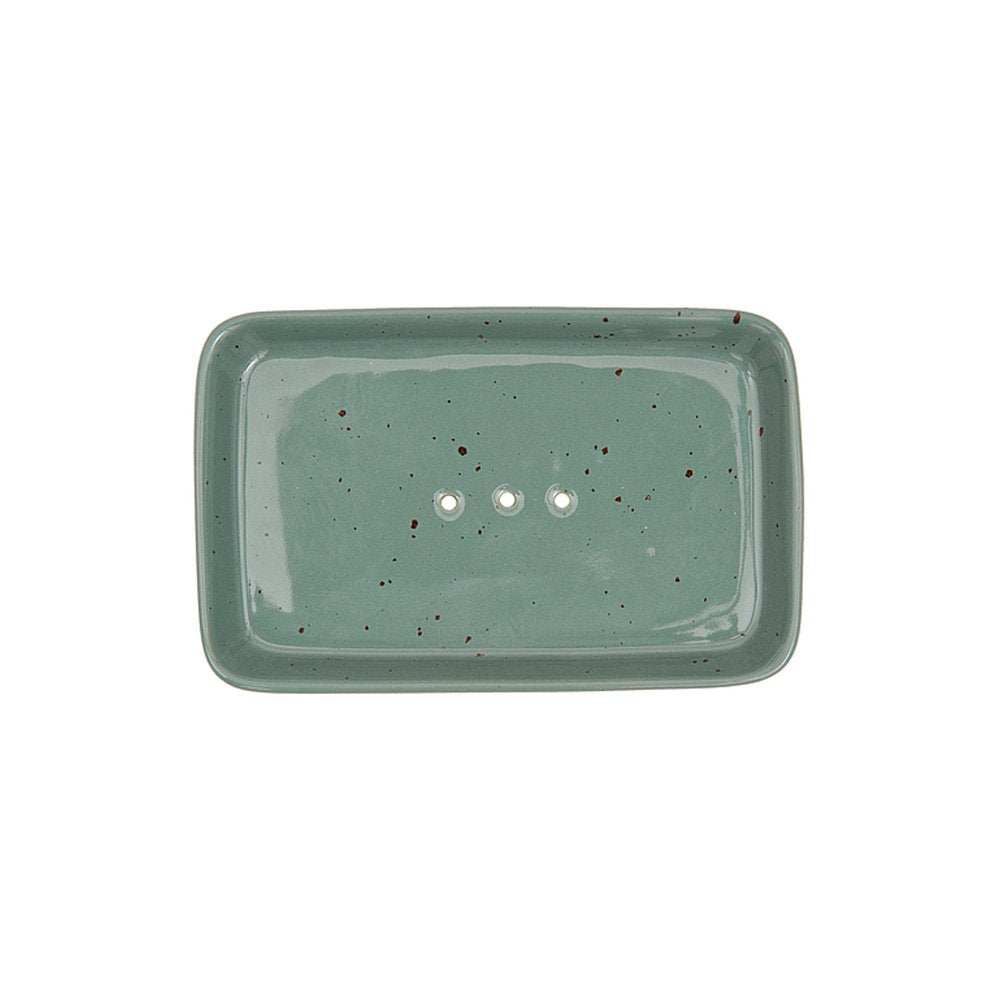 Tranquillo NICOLE Ceramic Square Soap Dish with Drainage Holes, Green