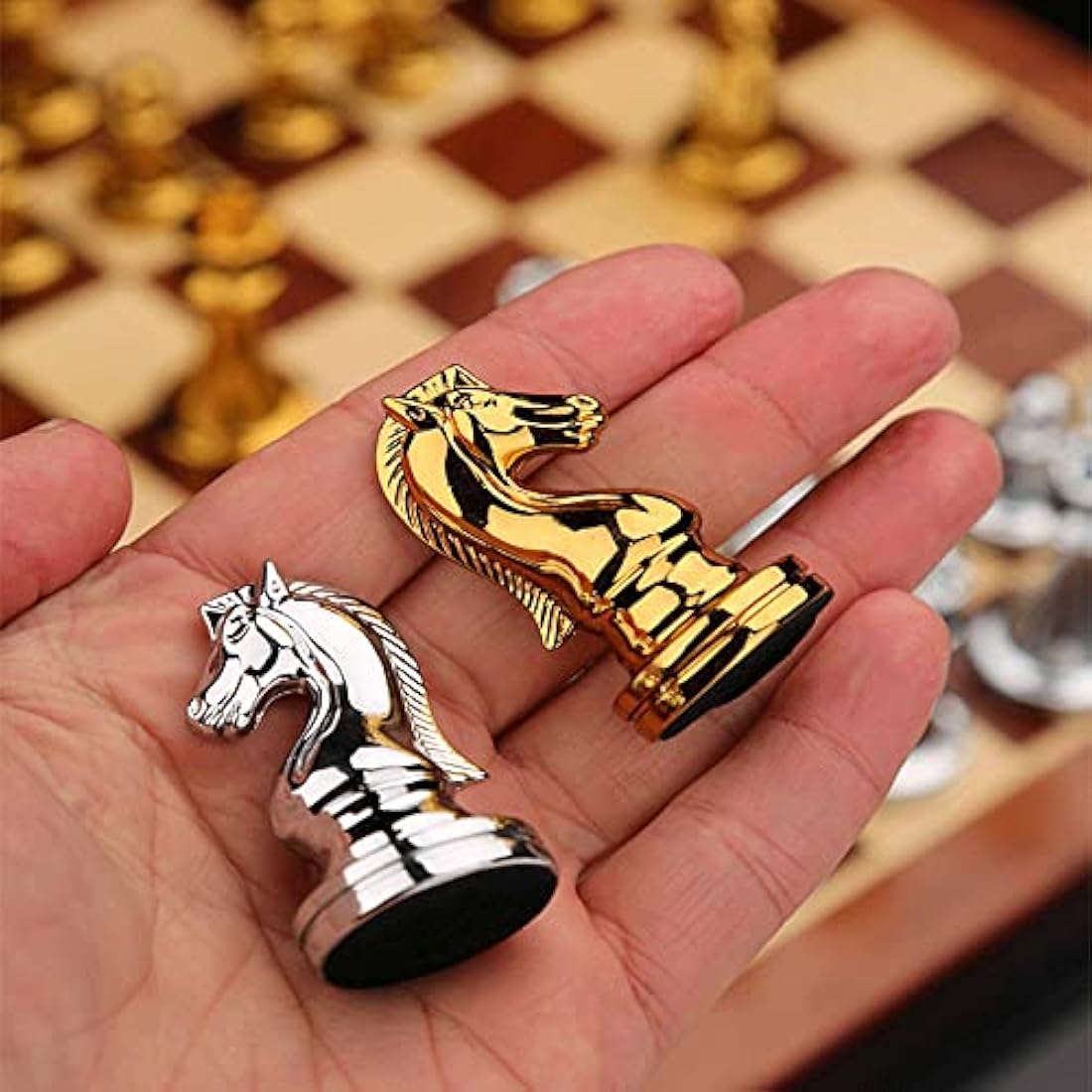 Jolof Store Luxury Metal Chess Set – Portable Folding Board Strategy Game