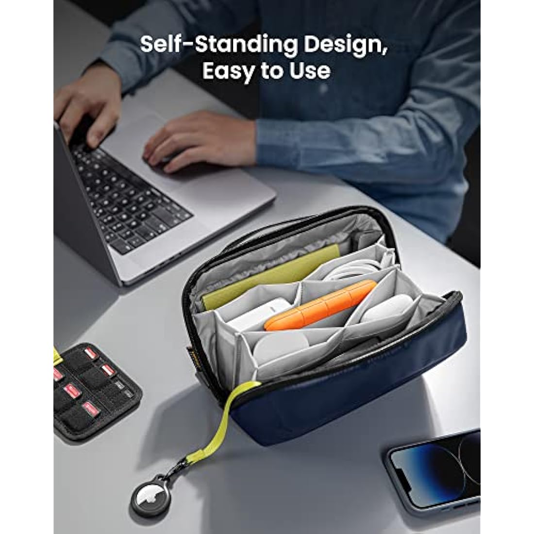 tomtoc Electronic Organizer – Water-Resistant Tech Pouch for Cables