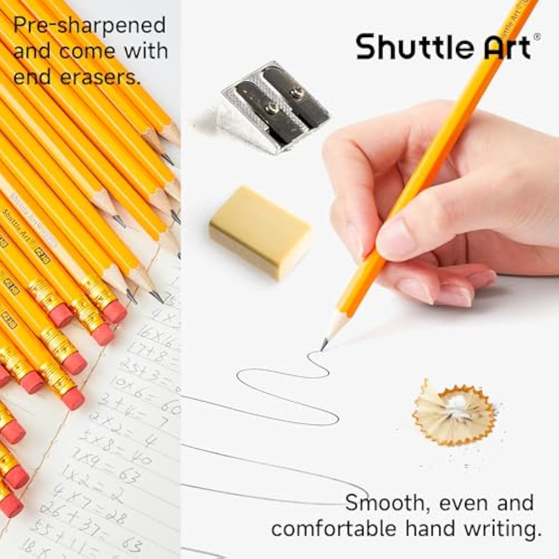 Shuttle Art #2 HB Pencils - 350 Pack Sharpened Yellow Graphite Pencils