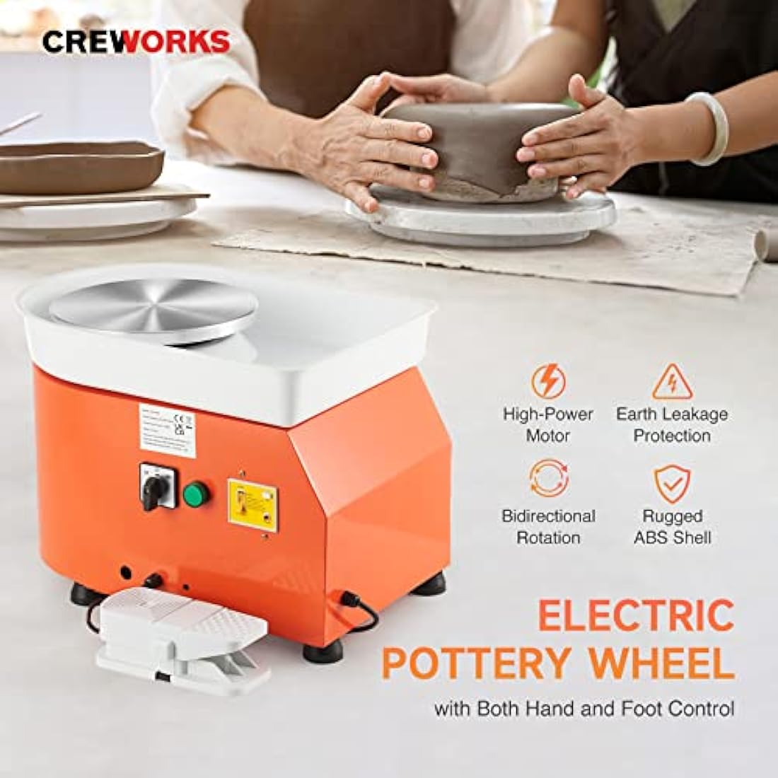 Creworks 350W Electric Pottery Wheel | 25cm Turntable with Foot Pedal