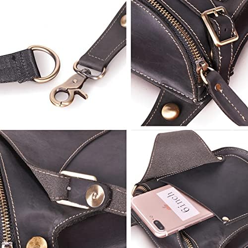 Le'aokuu Mens Genuine Leather Motorcycle Drop Leg Bag | Waist Pack
