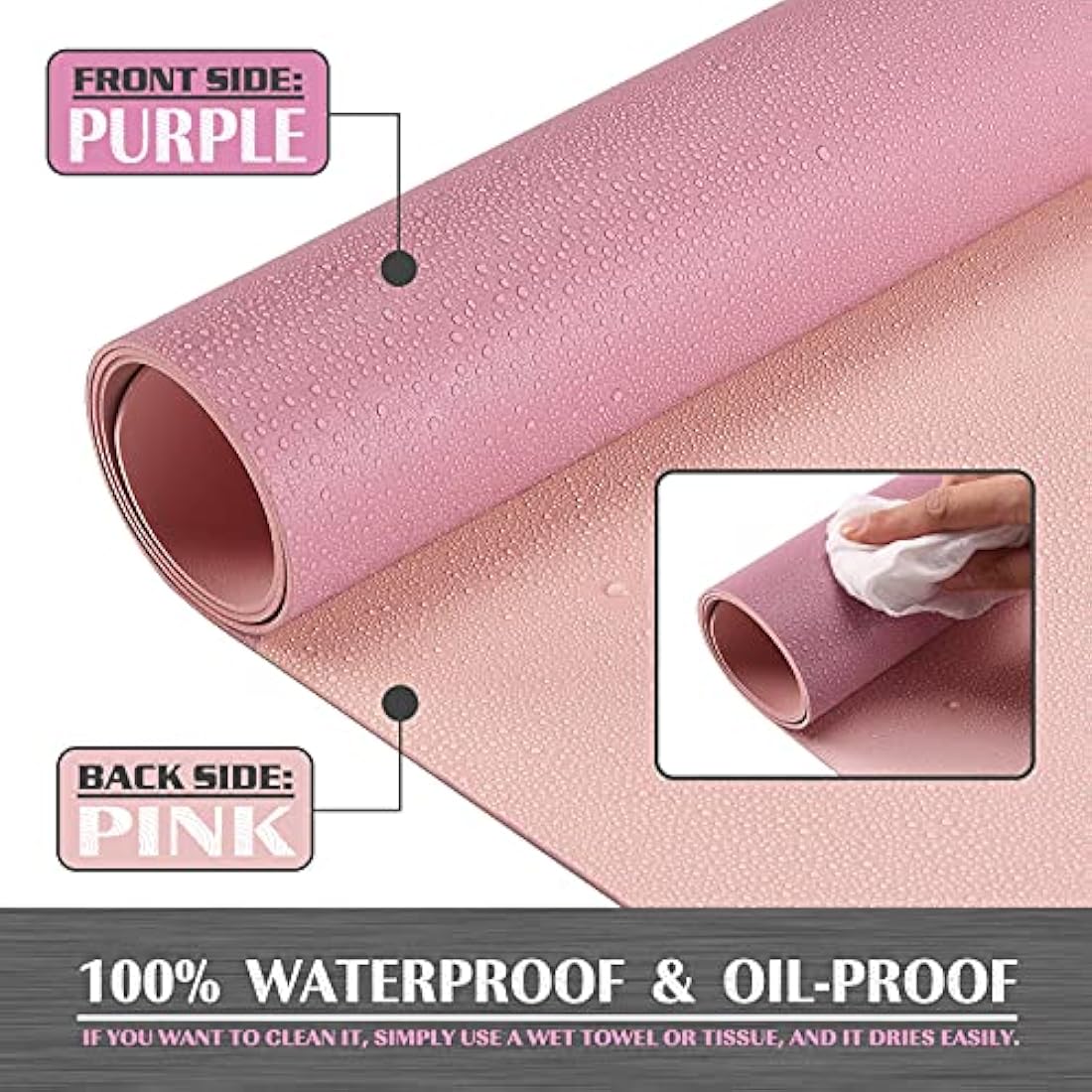K KNODEL Dual-Sided Leather Desk Mat – Waterproof Office Pad, Purple