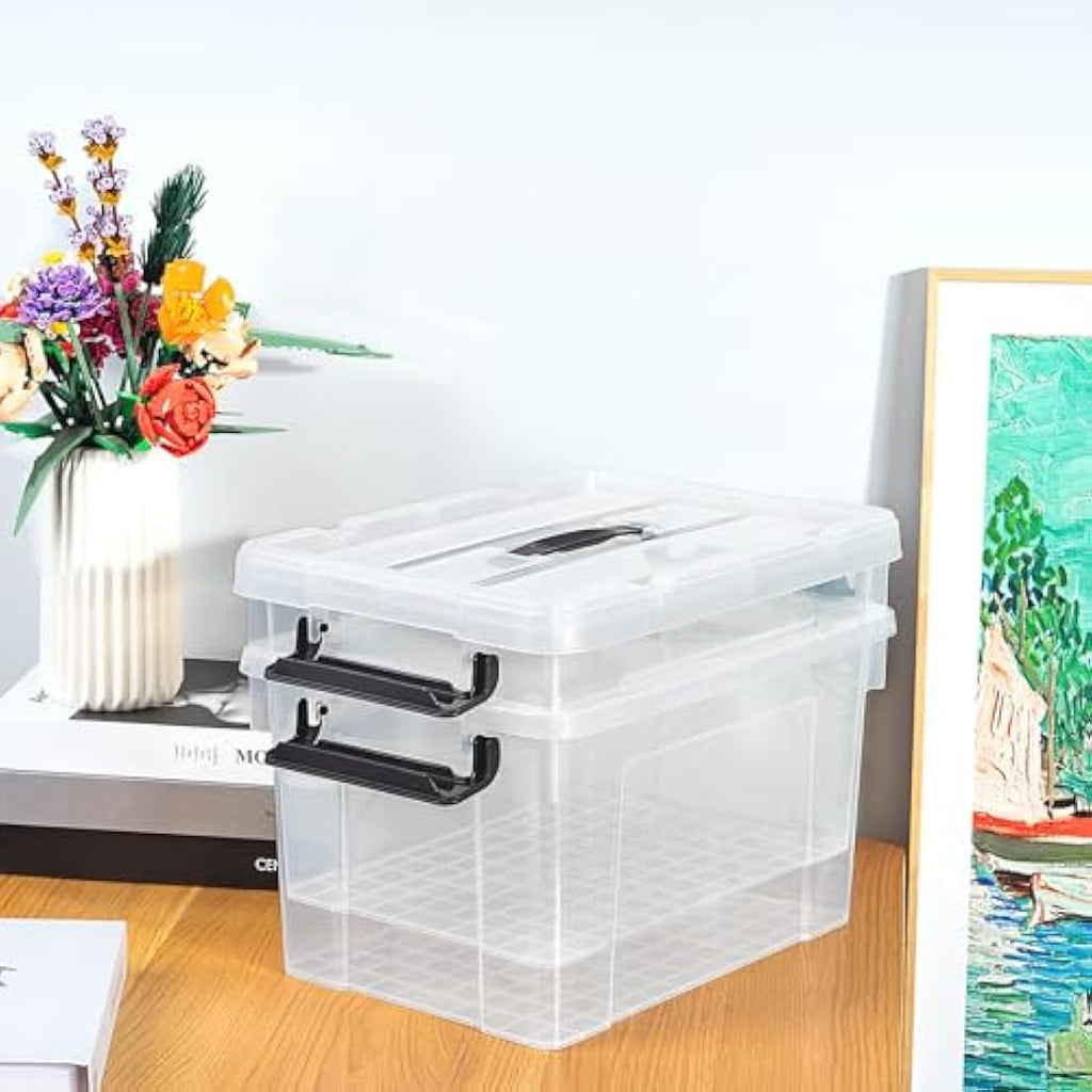 Cetomo 20L Clear Plastic Storage Boxes with Lids and Handles – 4 Pack