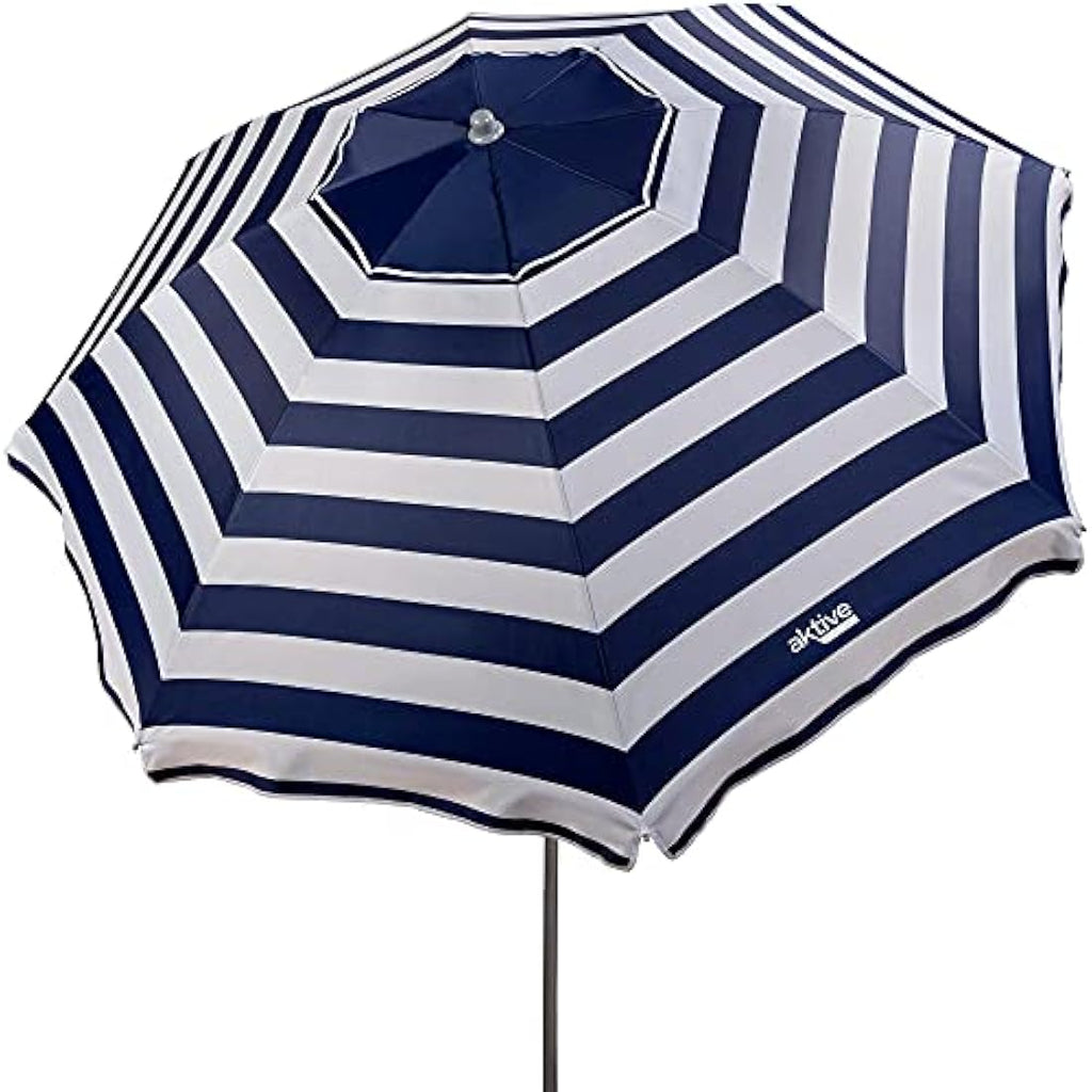 Aktive Beach Umbrella 220cm – Windproof UV50 Marine Stripe Shade