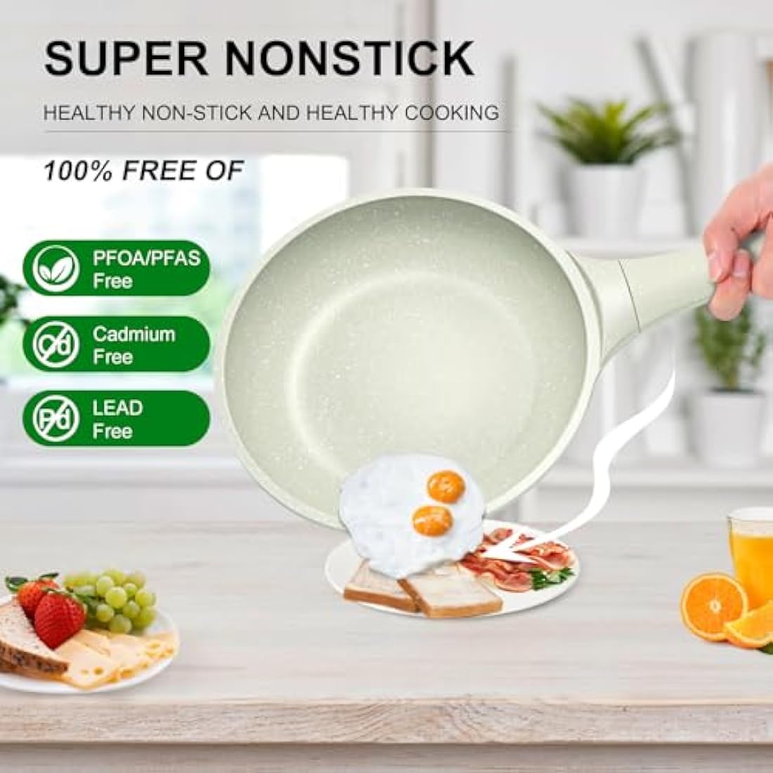 DYGG 20cm Nonstick Frying Pan with Lid | Granite Induction Skillet