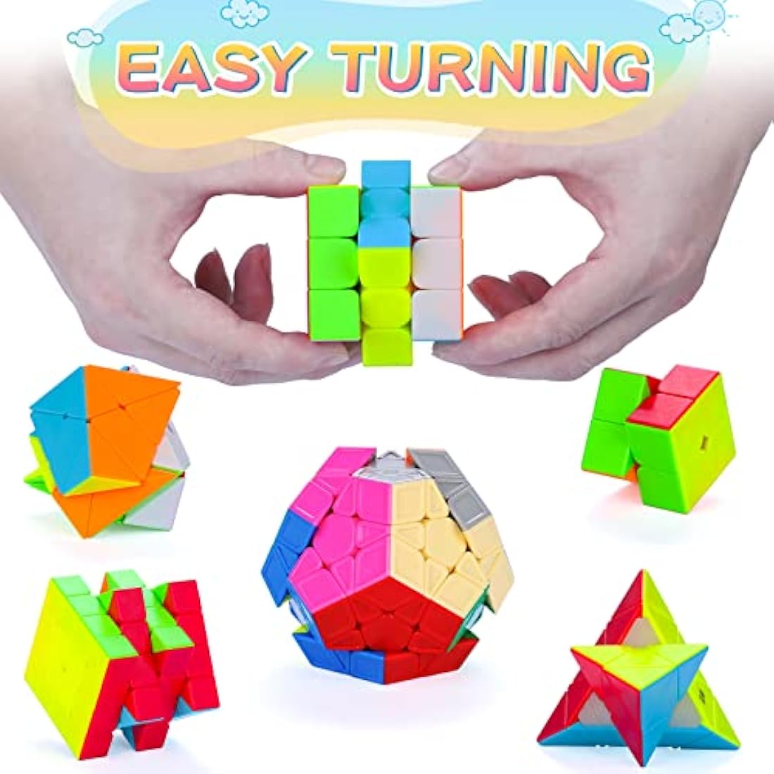 Coolzon Speed Cube Set | 6 Pack Stickerless Magic Puzzles for All Ages