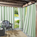 Sun Zero Valencia Cabana Stripe Outdoor Blackout Grommet Curtains, Spa Green