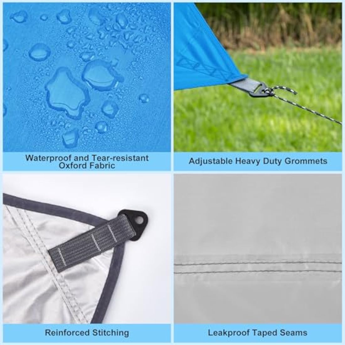 WADEO 12x12FT Waterproof Camping Tarp | UV Protection Beach Tent - Blue