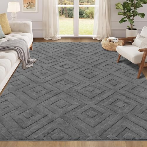 Enyhom Machine Washable Area Rug | 160x220cm Grey Modern Geometric Carpet