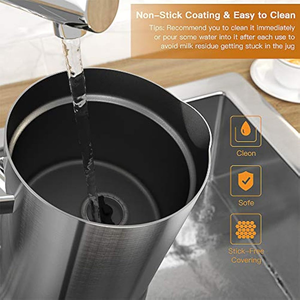 SAYESO Electric Milk Frother and Warmer – Stainless Steel Coffee Foam Maker