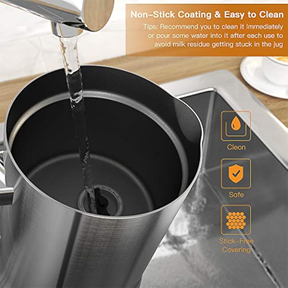SAYESO Electric Milk Frother and Warmer – Stainless Steel Coffee Foam Maker