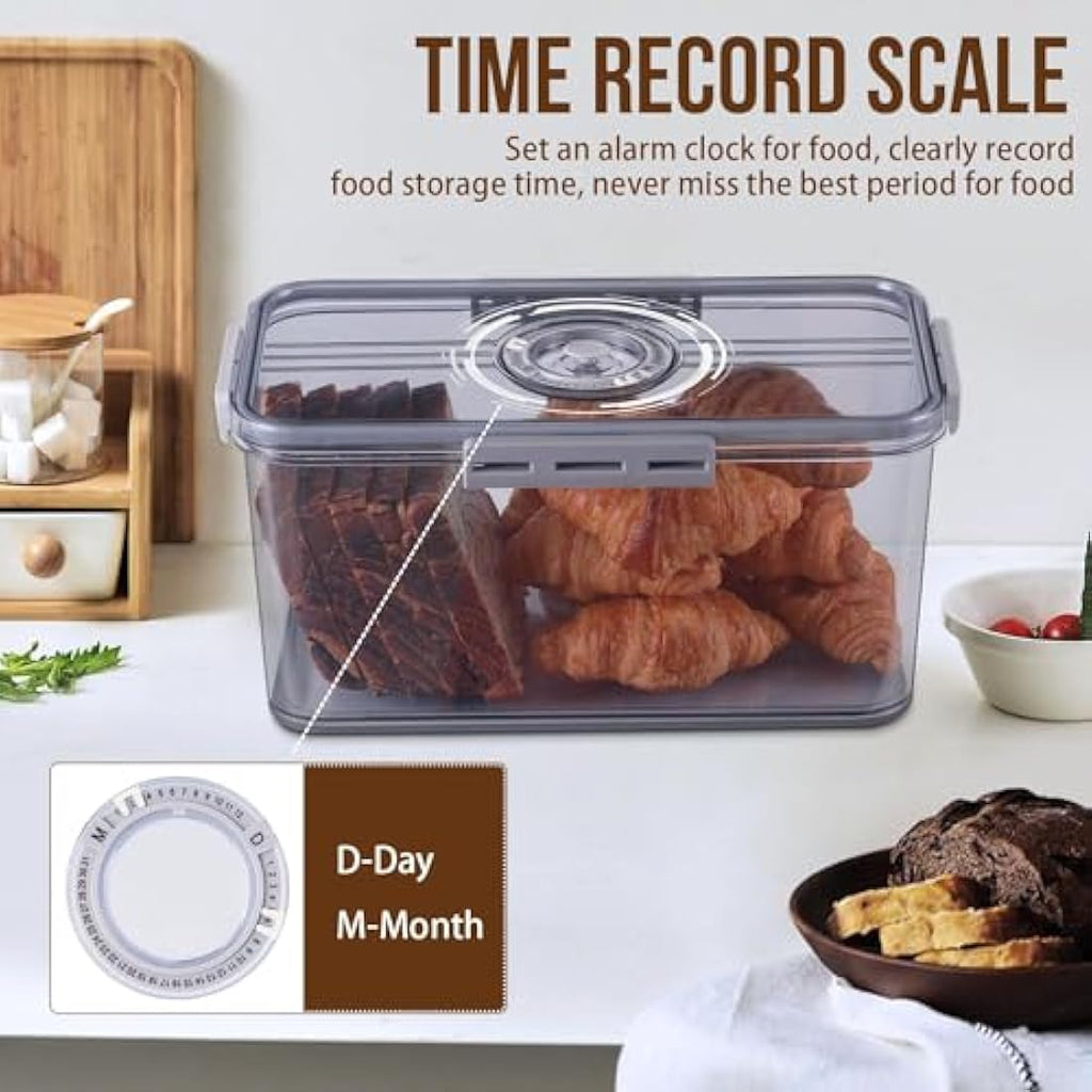 Gifhomfix Airtight Bread Bin with Time Dial – Large Plastic Storage Box