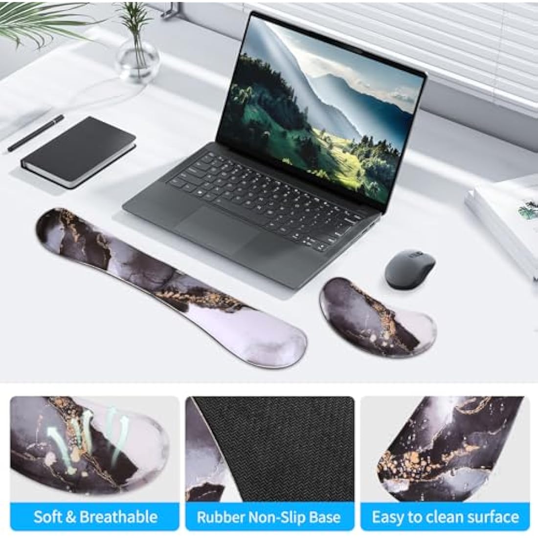 Jolof Store Keyboard and Mouse Wrist Rest Set – Ergonomic Memory Foam