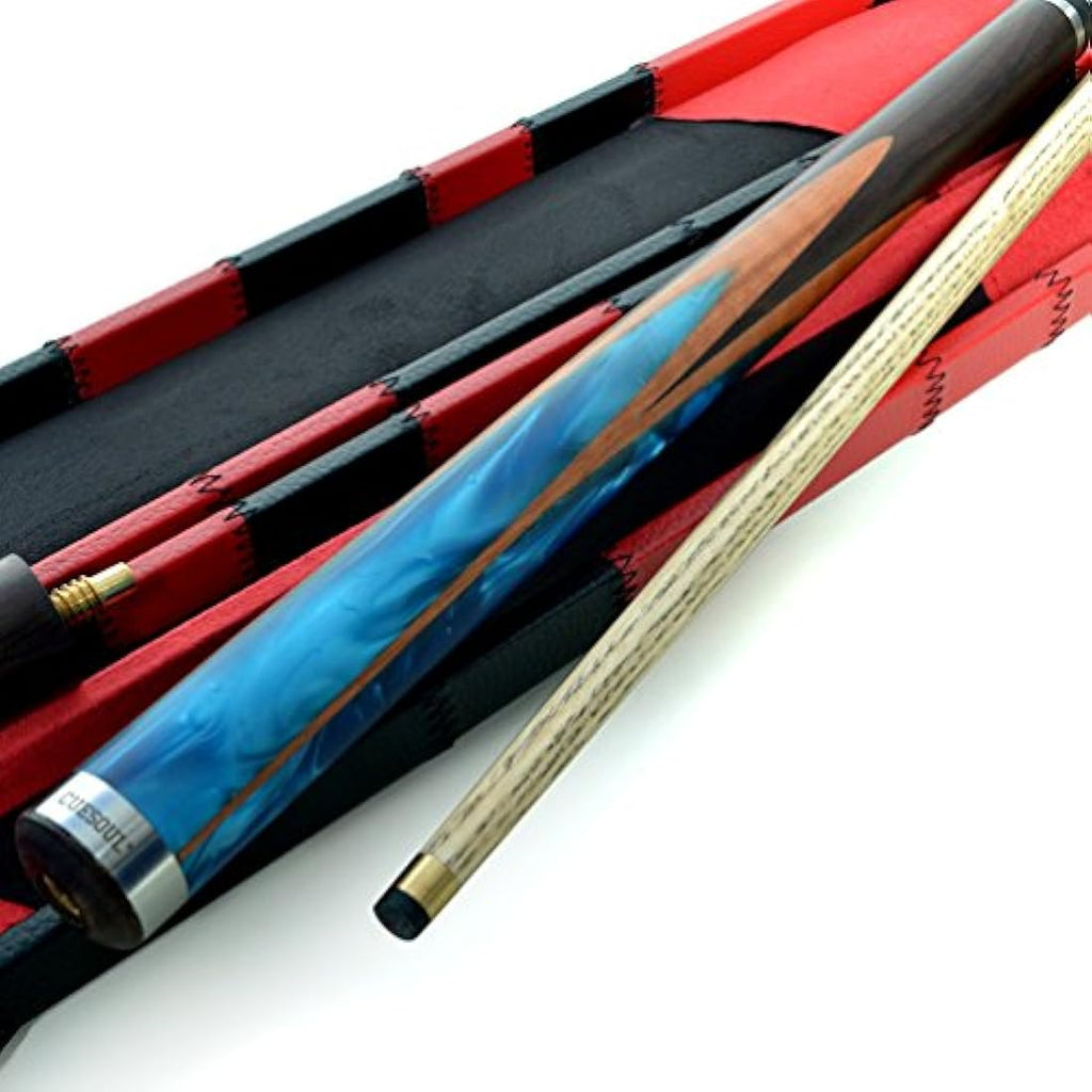 CUESOUL 57" Hand-Spliced 3/4 Snooker Cue | Ash Wood & Leatherette Case