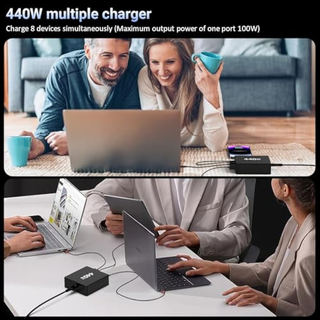 FINIBO 440W 8-Port GaN USB C Charger – Multiport Fast Charging Station