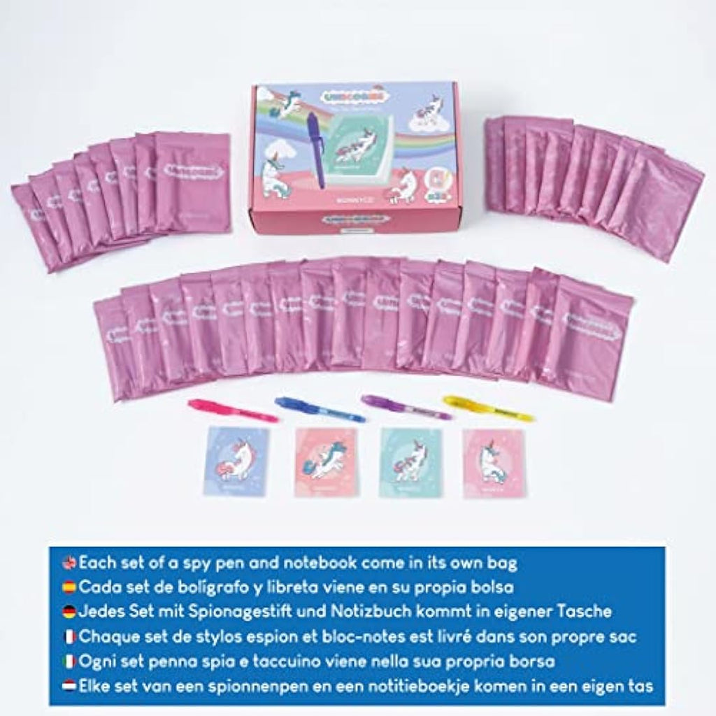 BONNYCO Invisible Ink Pen and Notebook Set - 32 Pack Unicorn Party Favors