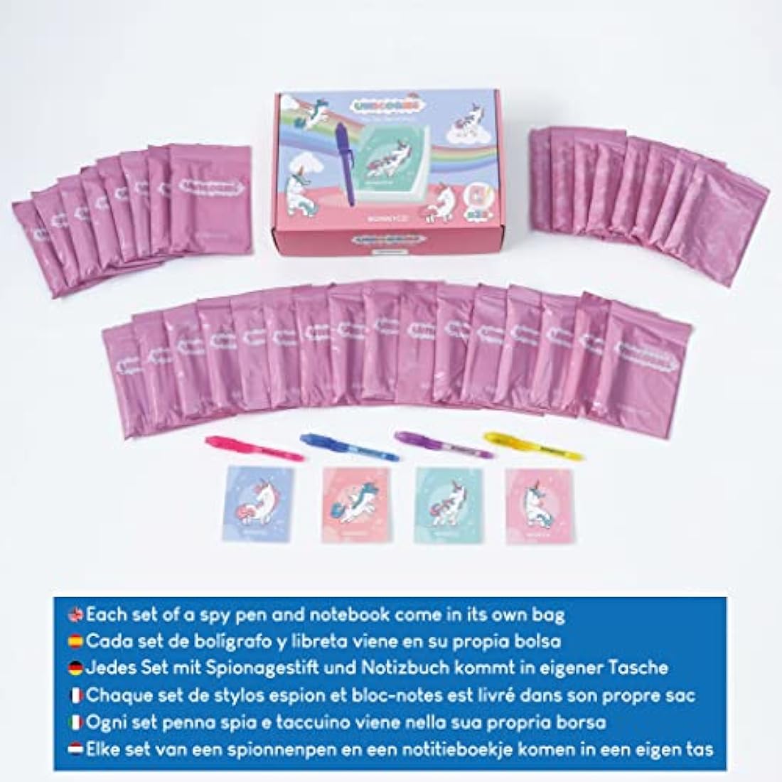BONNYCO Invisible Ink Pen and Notebook Set - 32 Pack Unicorn Party Favors