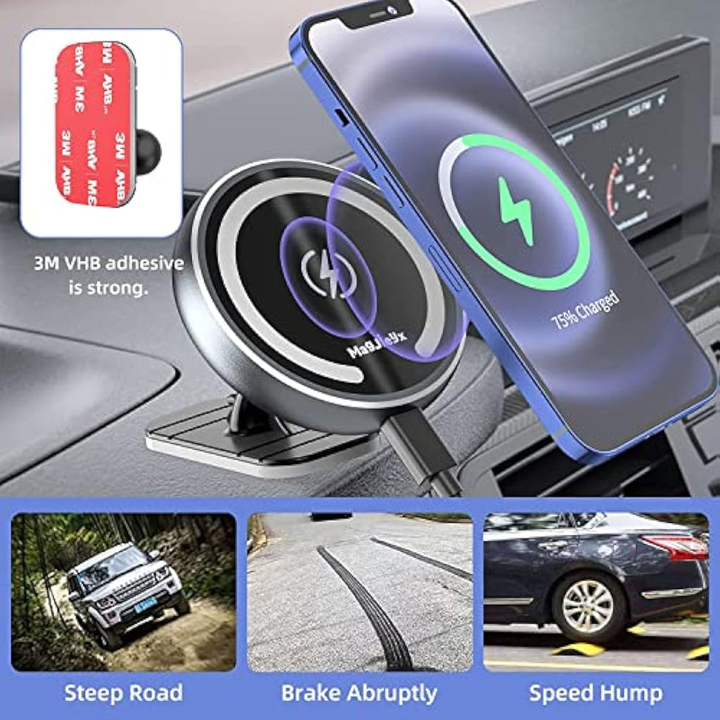 MAGJIEYX 15W Magnetic Wireless Car Charger for iPhone 16/15/14/13/12