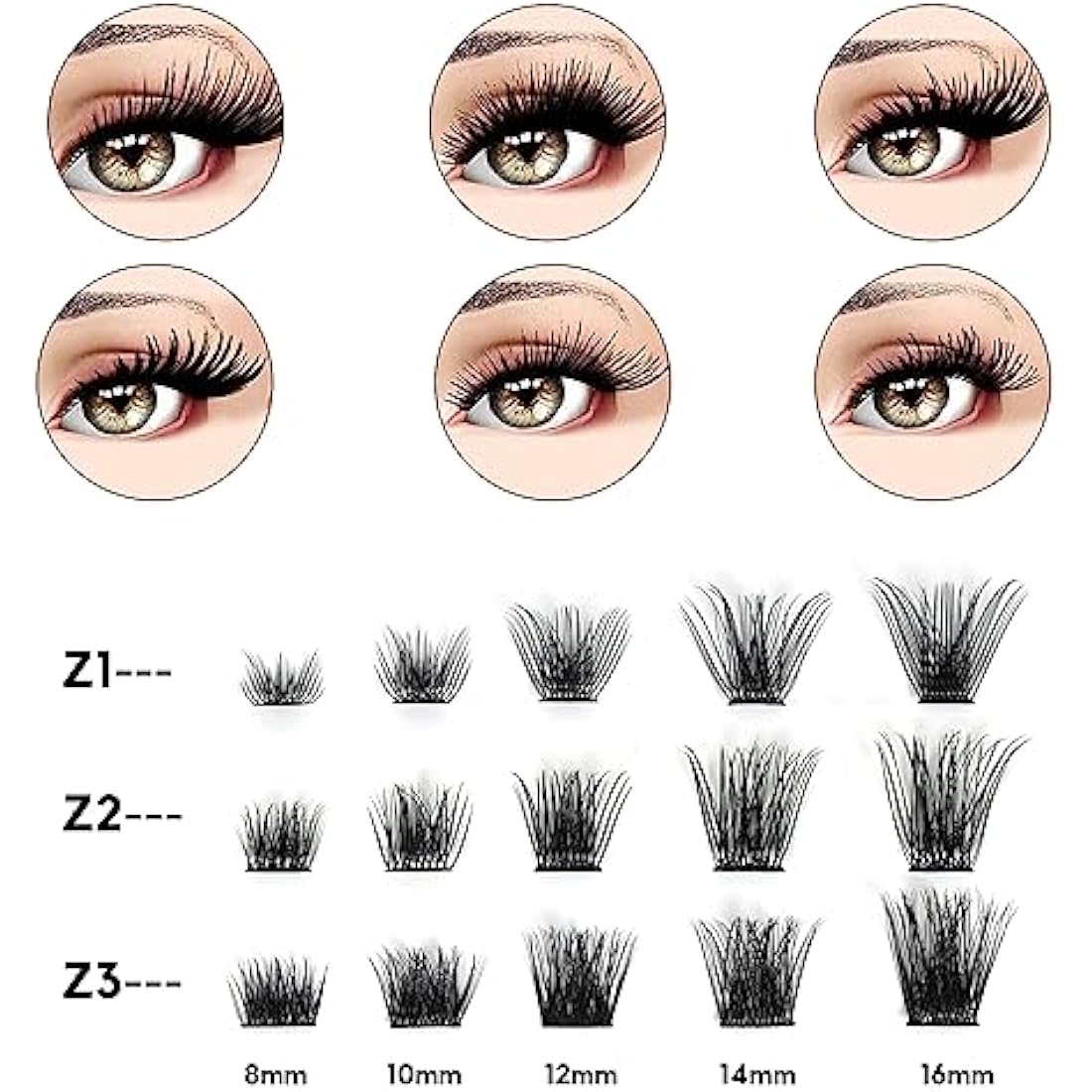 Jolof Store Cluster Lashes | 72 Pcs D Curl DIY Eyelash Extensions 8-16mm