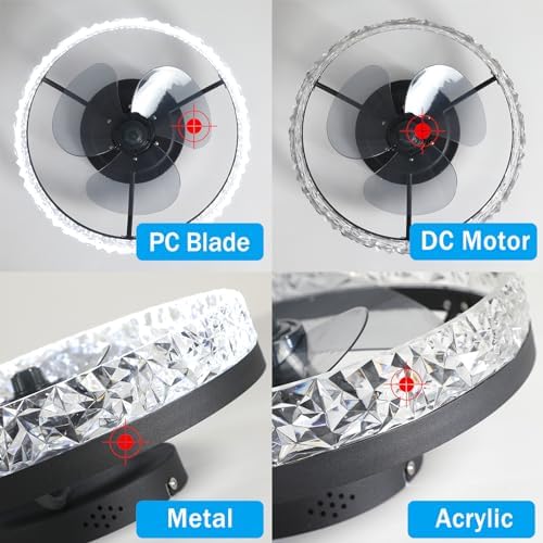 Modern Quiet Ceiling Fan with Dimmable LED Light – Black