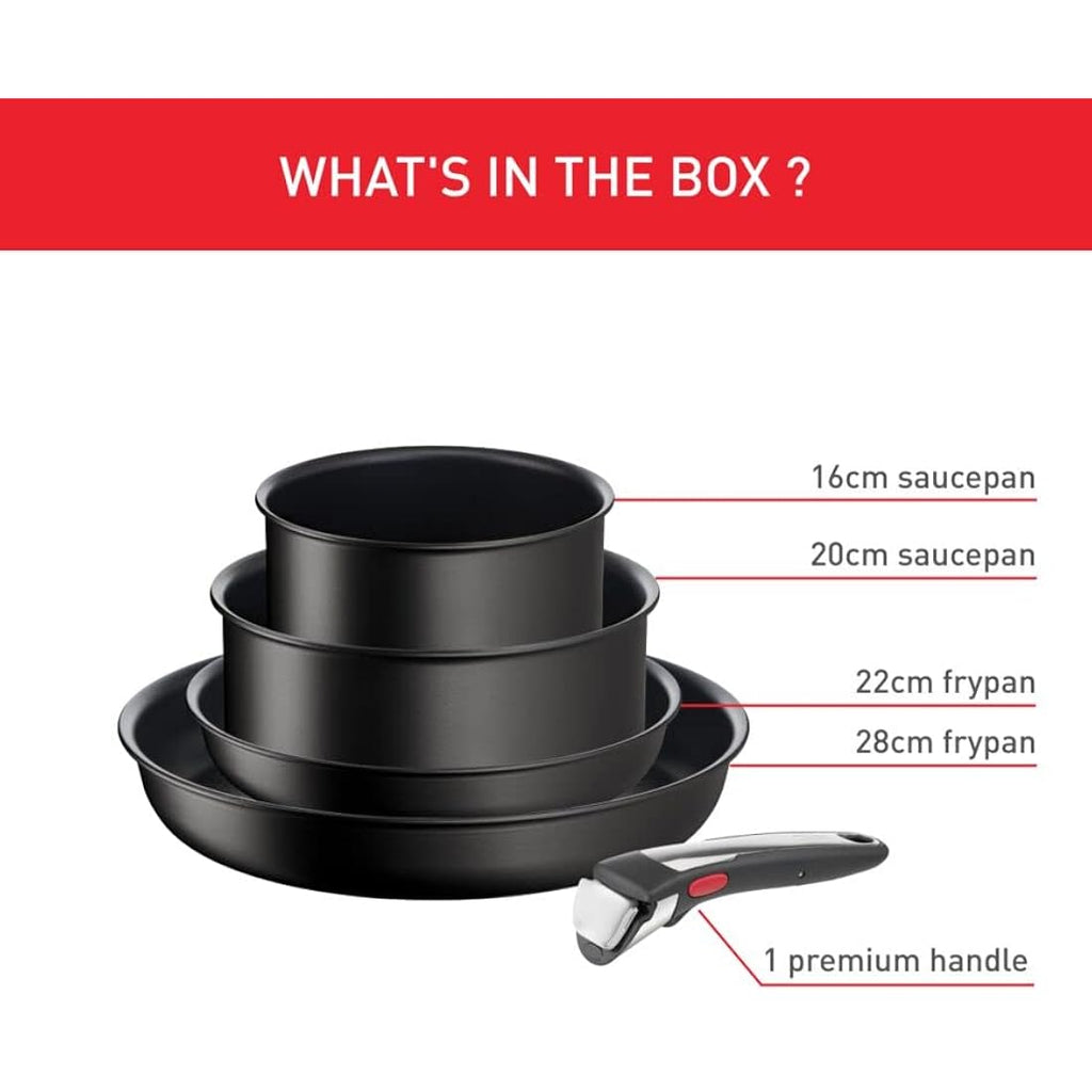 Tefal Ingenio Unlimited ON 5-Piece Non-Stick Induction Pan Set – Black