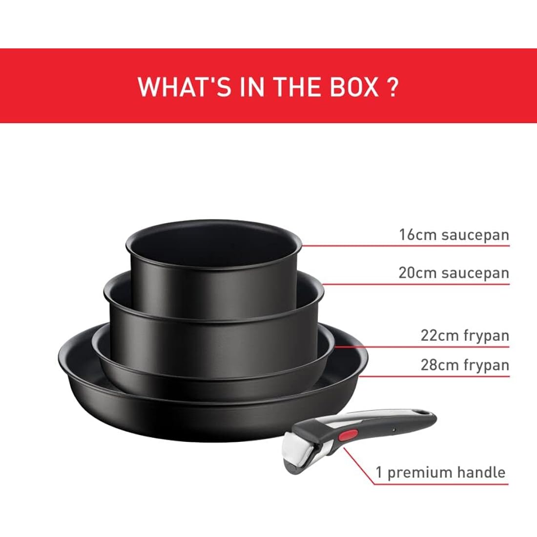 Tefal Ingenio Unlimited ON 5-Piece Non-Stick Induction Pan Set – Black
