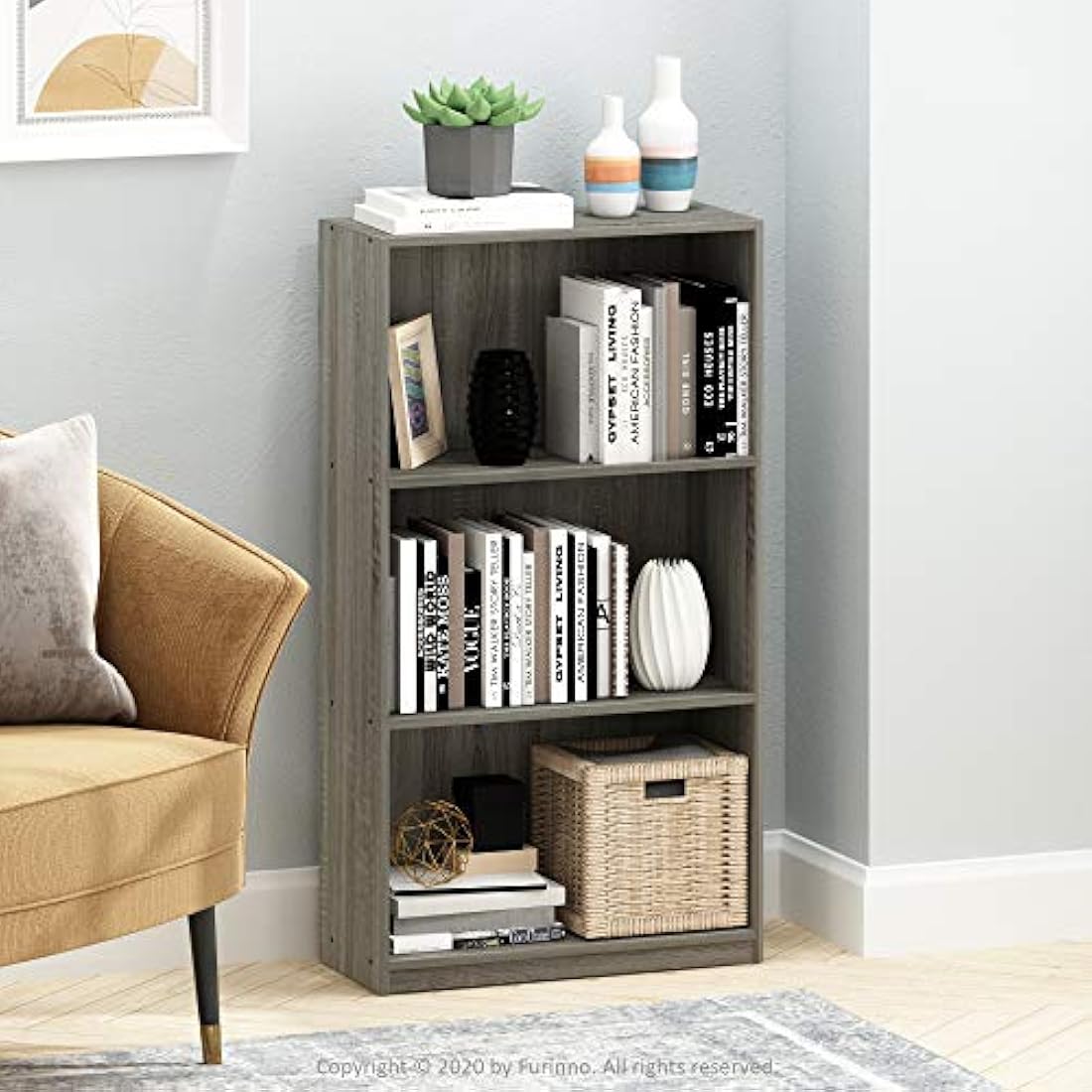 Furinno 3-Tier Bookcase – Modern Composite Wood Storage Shelves