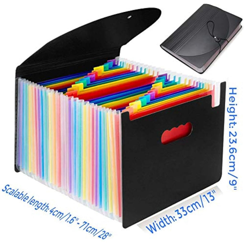 A4 Expanding File Organiser – 24 Pockets with Lid & Labels