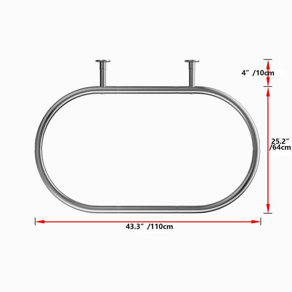 Sikaiqi Oval Shower Curtain Rod for Clawfoot Tubs - Aluminum Silver Hoop