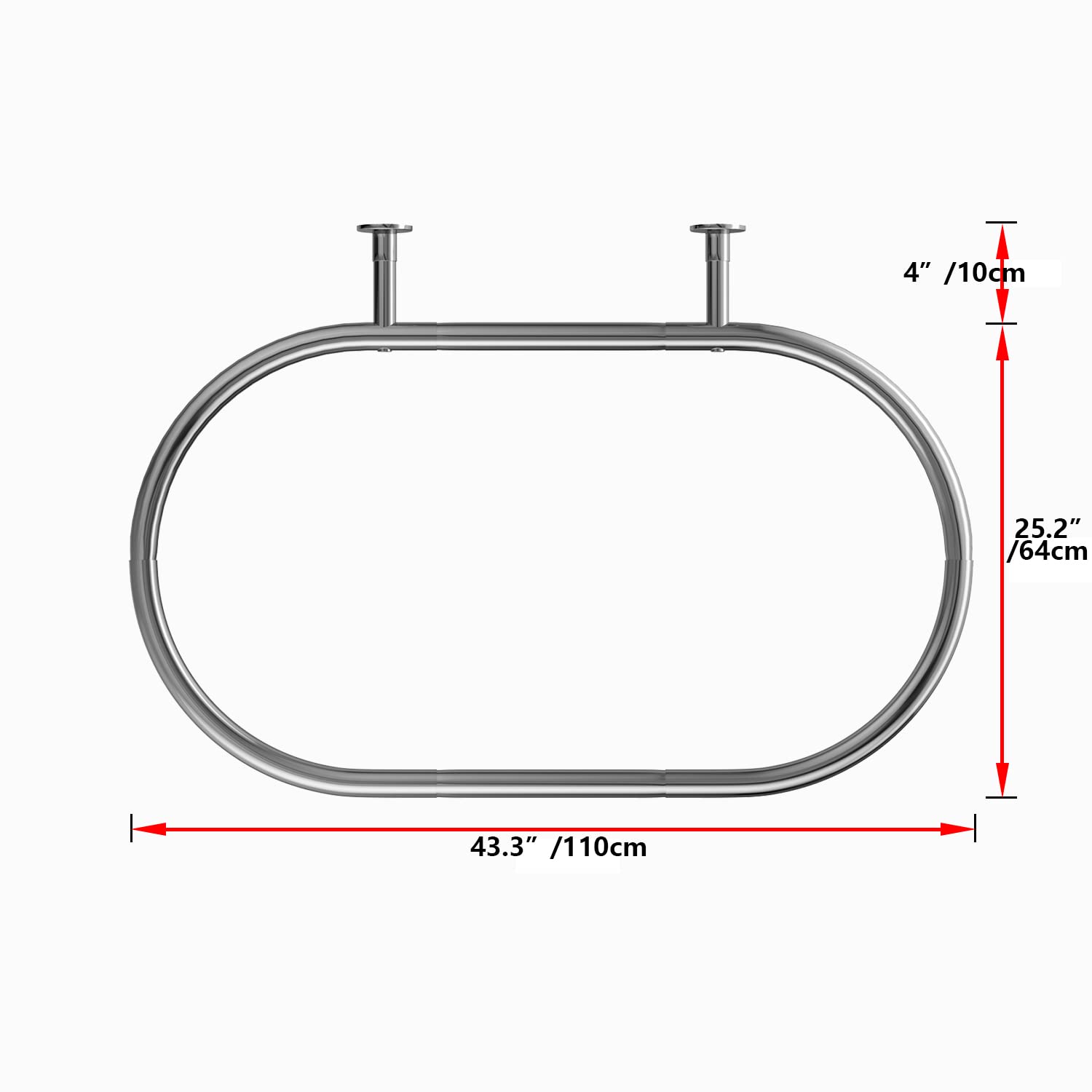 Sikaiqi Oval Shower Curtain Rod for Clawfoot Tubs - Aluminum Silver Hoop