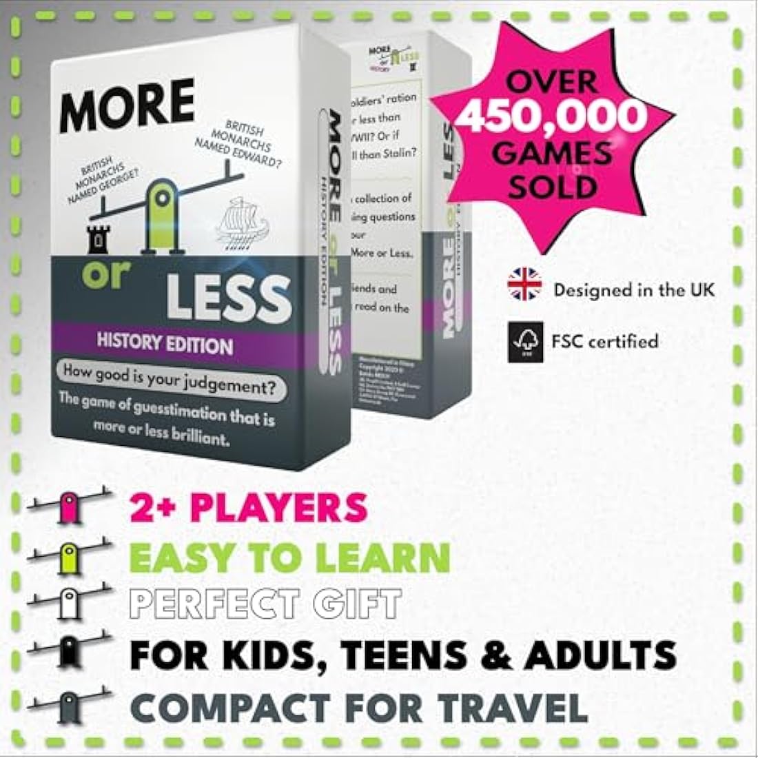 More or Less History Edition Trivia Card Game | Educational Travel Game