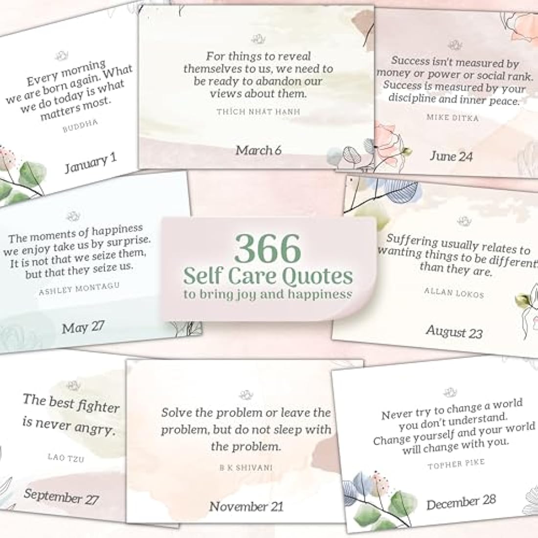 MESMOS 366 Daily Self Care Quotes Mindfulness Perpetual Desk Calendar