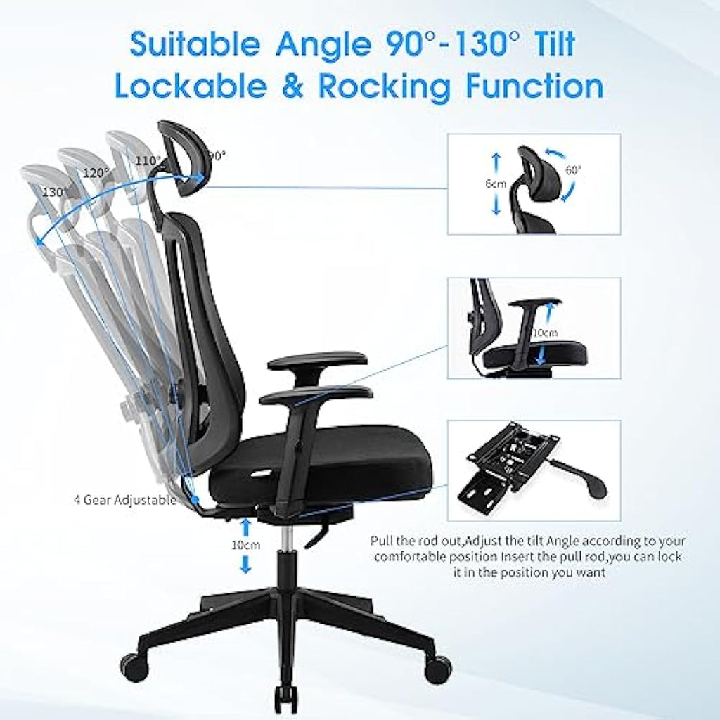 Magic Life Ergonomic Office Chair – Adjustable Lumbar & 3D Headrest
