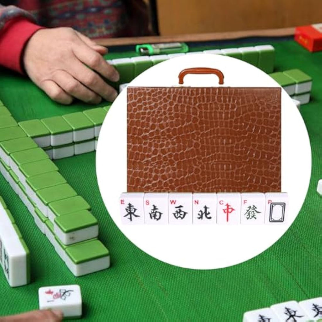 LANYOTA Chinese Mahjong Set | Large 36mm Green Tiles with Travel Case