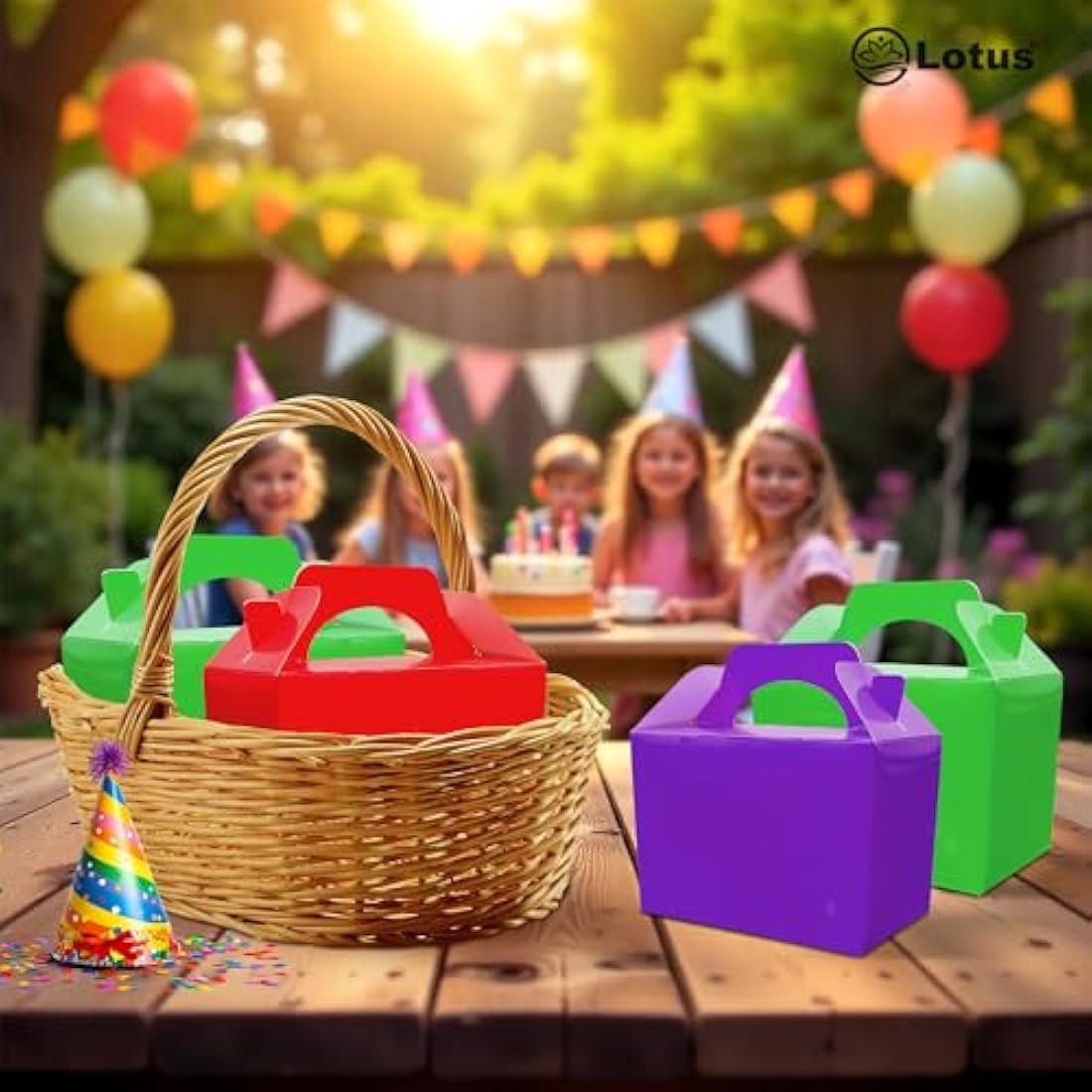 Lotus Neon Green Kids Party Boxes – Recyclable Food & Loot Bags (50 Pack)