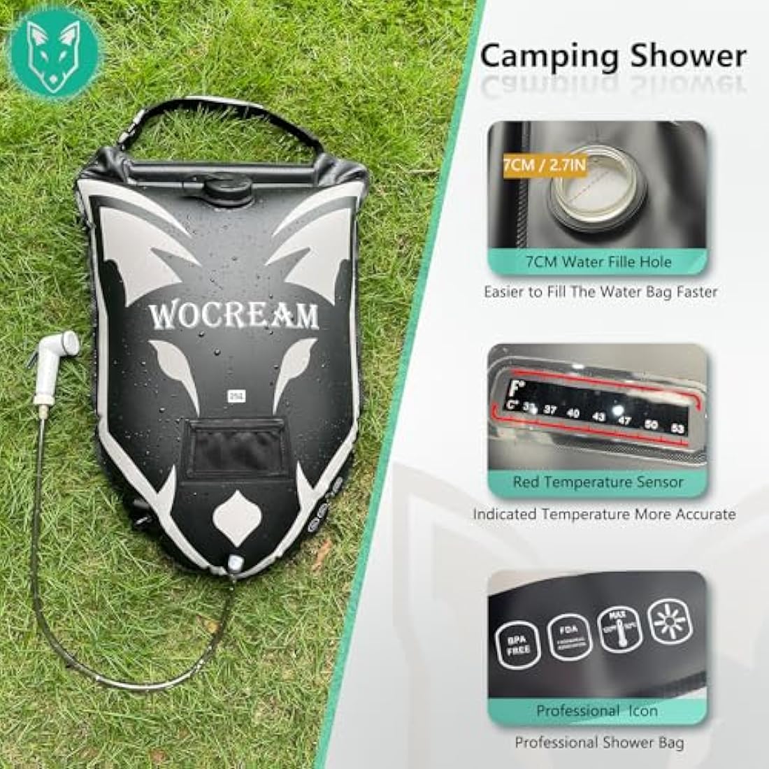 CyConncet Solar Camping Shower Bag | 6.6 Gallon TPU Portable Outdoor Shower