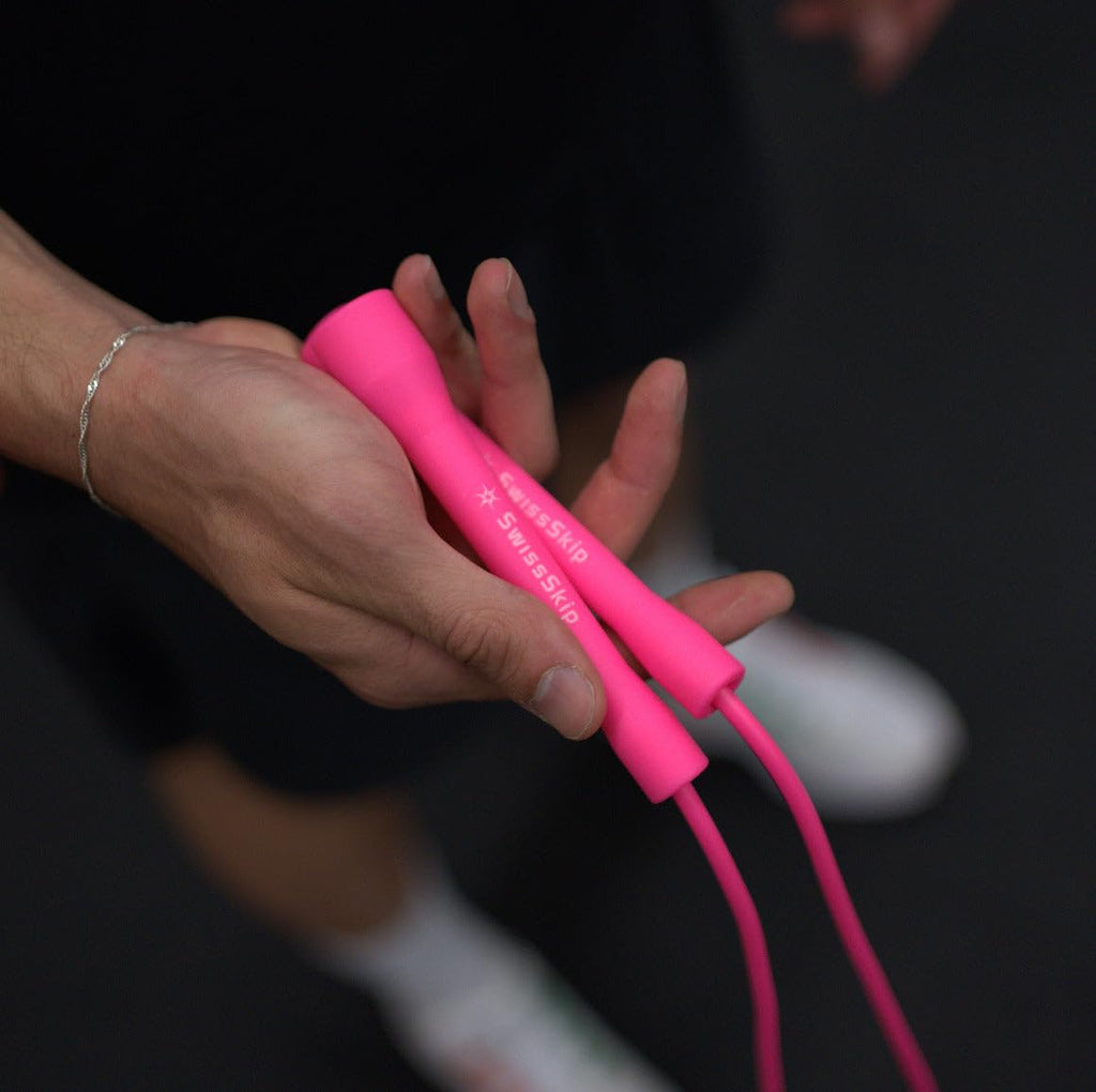 SwissSkip Speed Jump Rope – 5mm PVC Adjustable Fitness Rope, Pink