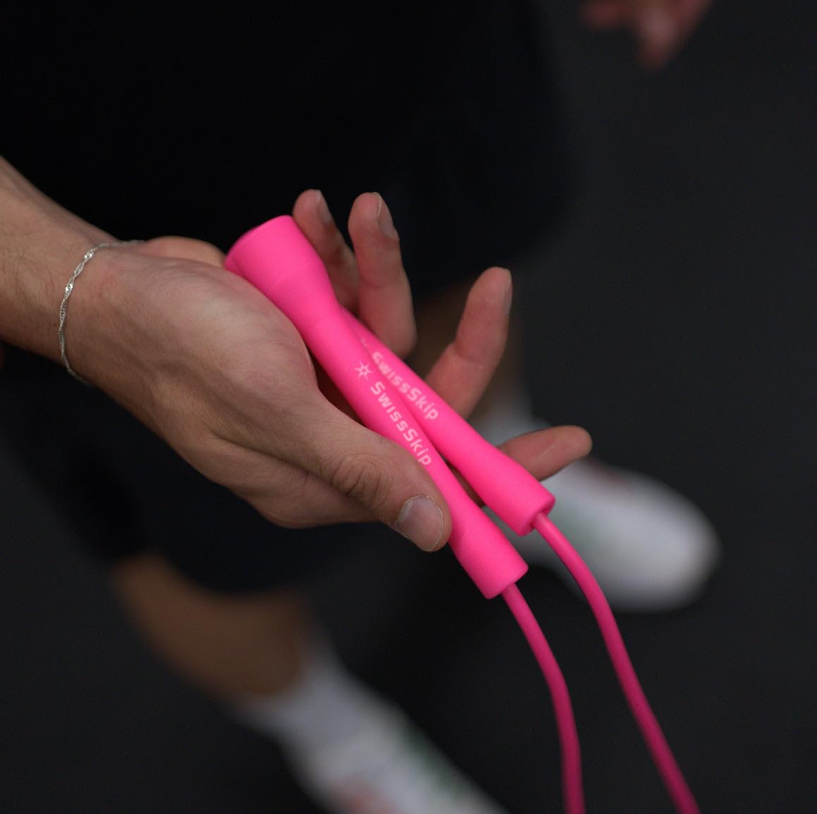 SwissSkip Speed Jump Rope – 5mm PVC Adjustable Fitness Rope, Pink