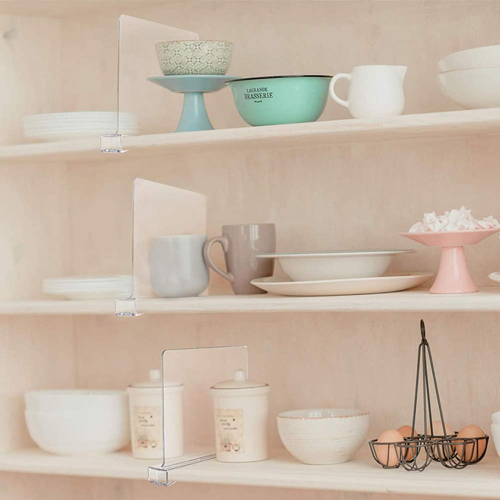 Okydoky Acrylic Shelf Dividers for Closet - 12 Pack Clear Organizers