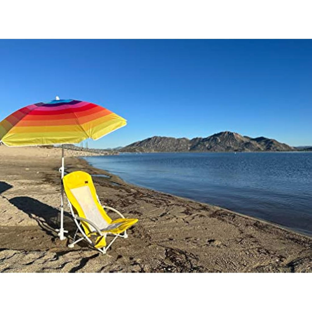 Nice C High Back Beach Chair with UPF 50 Umbrella and Cooler Bag – Yellow