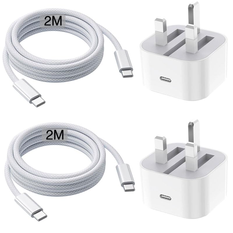 MCCRH 20W USB C Fast Charger for iPhone 17 16 15 | 2M Type-C Cable 2-Pack