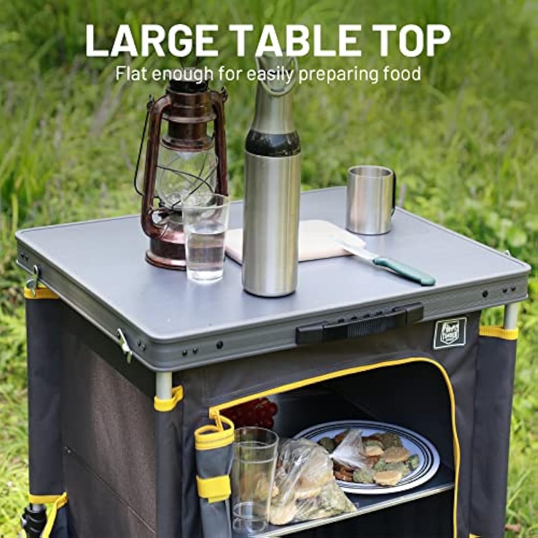 Timber Ridge Folding Camping Kitchen – 3-Shelf Aluminum Storage Cabinet